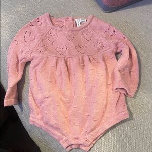 Janie and Jack Pink Heart Knit Baby Outfit